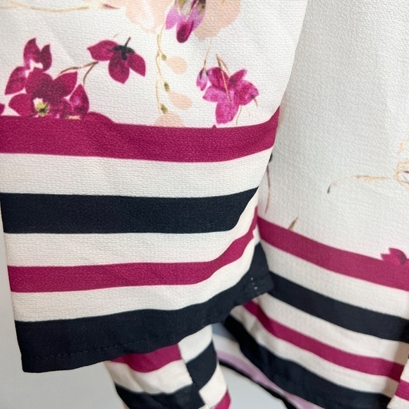 Le Mirage pink black beige floral long sleeve blouse top EU 46 - Picture 9 of 13